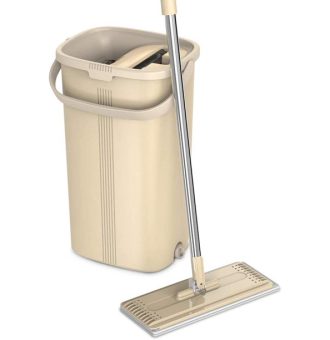 TETHYS Flat Floor Mop and Bucket Set for Professional Home Floor Cleaning System with Aluminum Handle